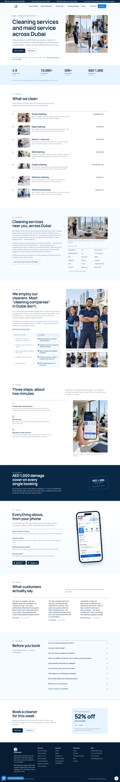 Elite Maids website designed by WebSphereDev