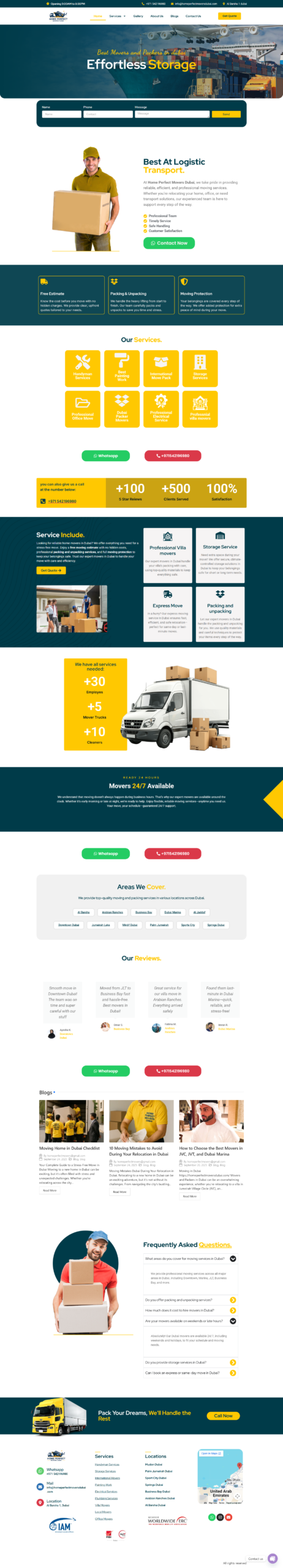 Home Perfect Movers website designed by WebSphereDev