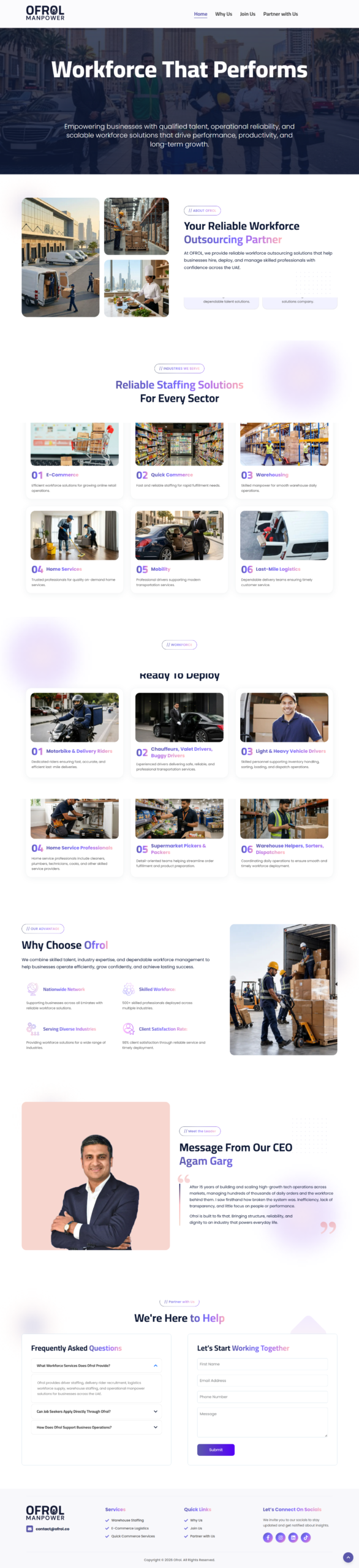 Ofrol website designed by WebSphereDev